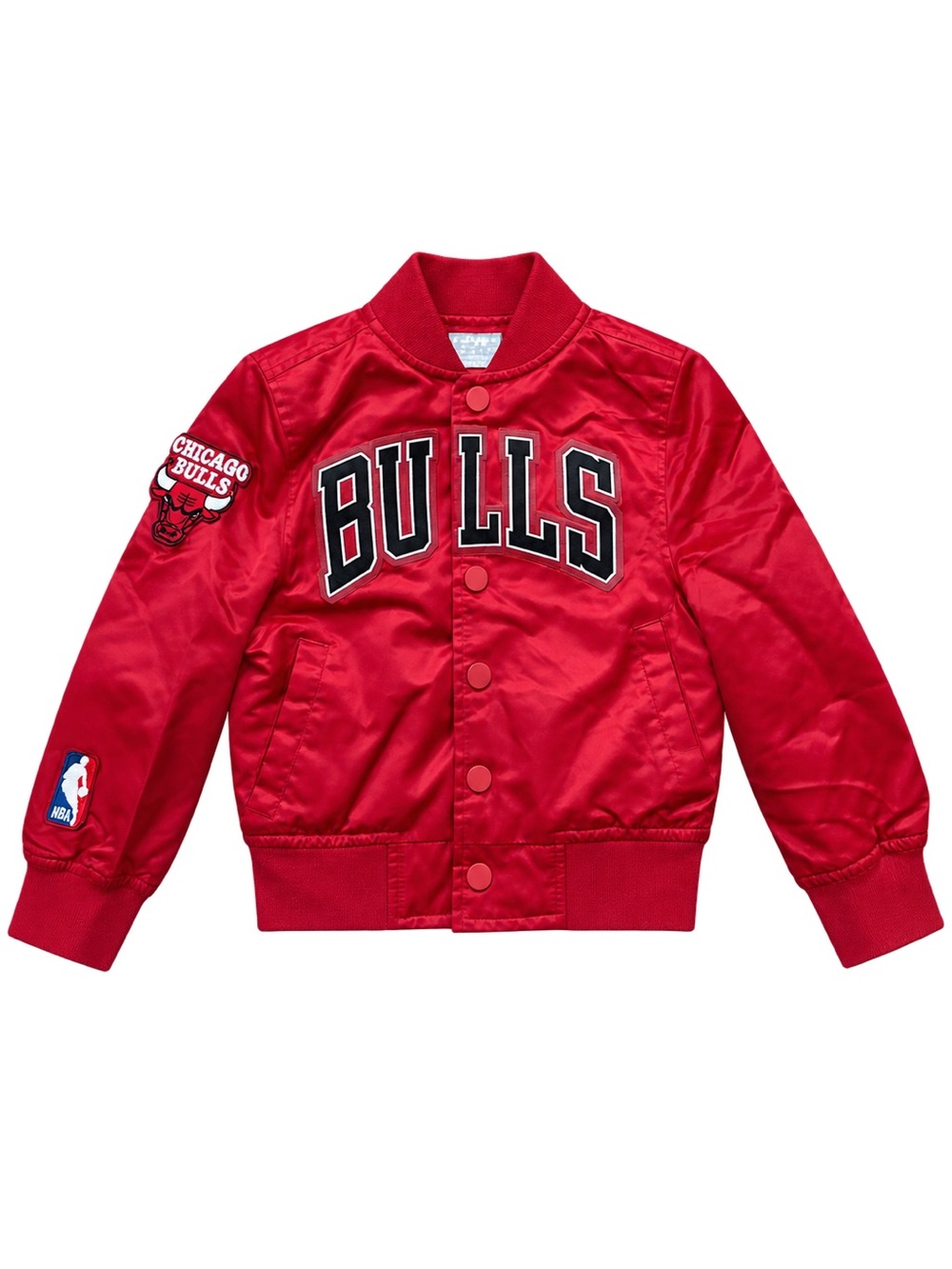 NBA Kids Chicago Bulls Red Satin Bomber Jacket